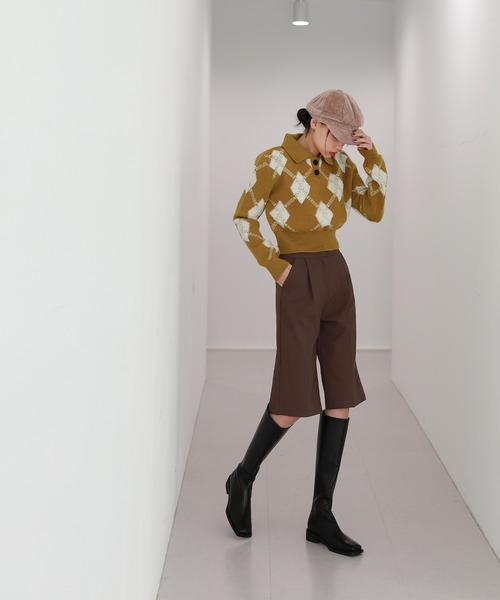 by muni:r（バイ ムニール）の「ハーフ バミューダ ハイウエスト スラックス（スラックス・レディース・ブラック/ブラウン/グレー・SMALL/MEDIUM）」の10枚目の写真