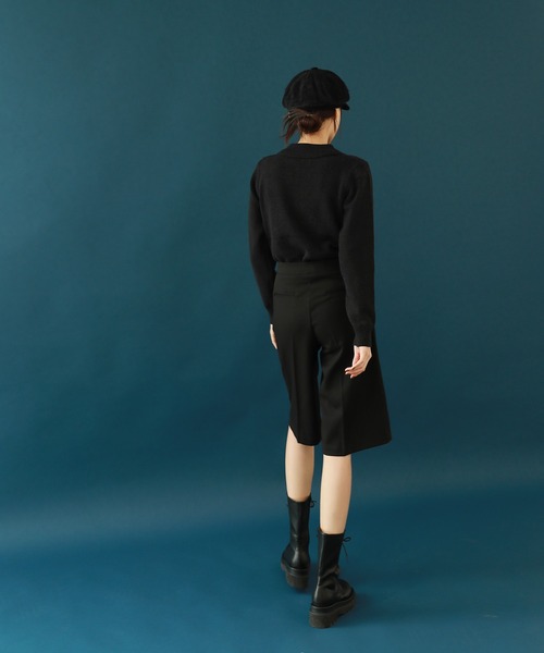 by muni:r（バイ ムニール）の「ハーフ バミューダ ハイウエスト スラックス（スラックス・レディース・ブラック/ブラウン/グレー・SMALL/MEDIUM）」の17枚目の写真