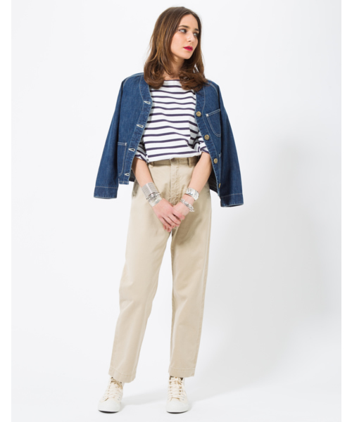 SEA(シー)の「877H VINTAGE ハイライズストレートセルヴィチ尾錠付チノパンツ(チノパンツ・レディース・ベージュ・27inch/26inch/24inch/25inch)」の2枚目の写真