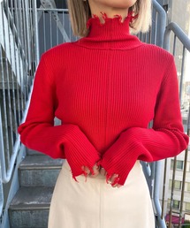 MLI'A | 2Wayダメージハイネックリブニット(ニット/セーター)