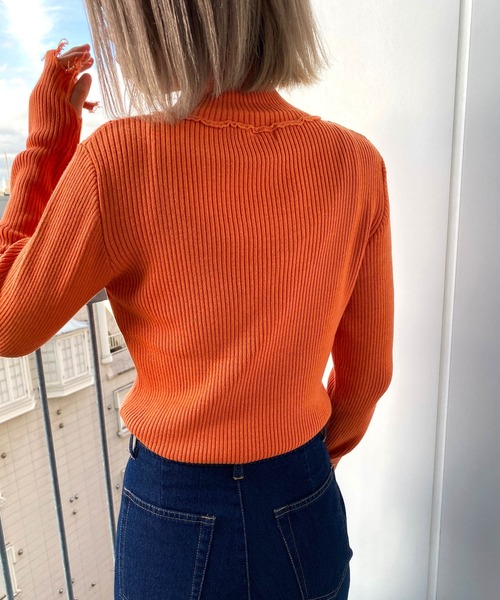 MLI'A（エムリア）の「2Wayダメージハイネックリブニット（ニット/セーター・レディース・オフホワイト/ブラック/グリーン/ブルー/イエロー系その他/レッド/オレンジ・M）」の13枚目の写真