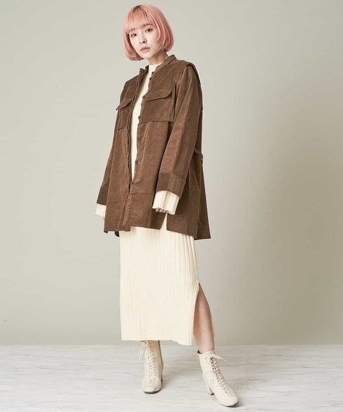 A de a.v.v（アードアー・ヴェ・ヴェ）の「（SET UP対応）バックリボンコーデュロイシャツ（シャツ/ブラウス・レディース・アイボリー/ブラウン・39）」の8枚目の写真