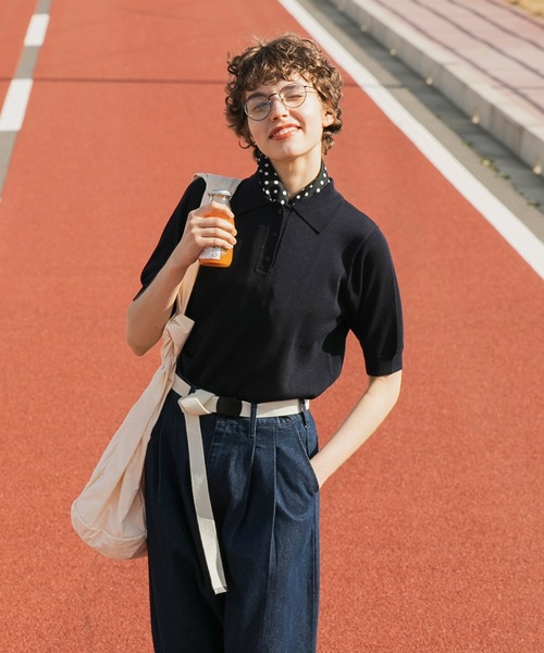 Spick&Span シアーポロシャツニットプルオーバー Spick & Span｜手洗い可 / シアーポロシャツニットプルオーバー