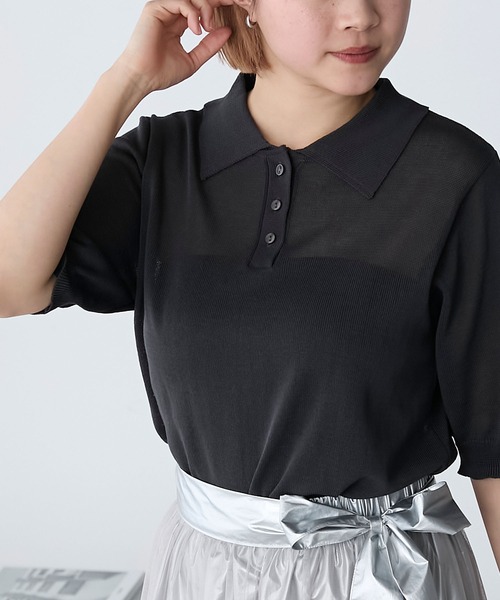 【美品】フォクシー 半袖 ニット トップス ポロ コットン✕シルク オーガンジー osharewalker 【新色登場】ニット レディース 春夏 トップス
