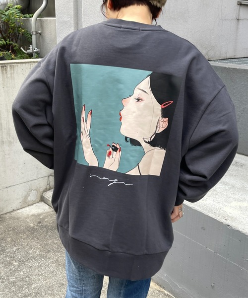 CPCM（シーピーシーエム）の「イラストレーターコラボ/裏毛スウェット（スウェット・メンズ・チャコールグレー/ベージュ/グリーン・MEDIUM/LARGE）」の18枚目の写真