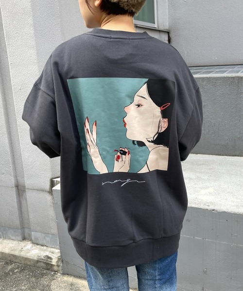 CPCM（シーピーシーエム）の「イラストレーターコラボ/裏毛スウェット（スウェット・メンズ・チャコールグレー/ベージュ/グリーン・MEDIUM/LARGE）」の19枚目の写真