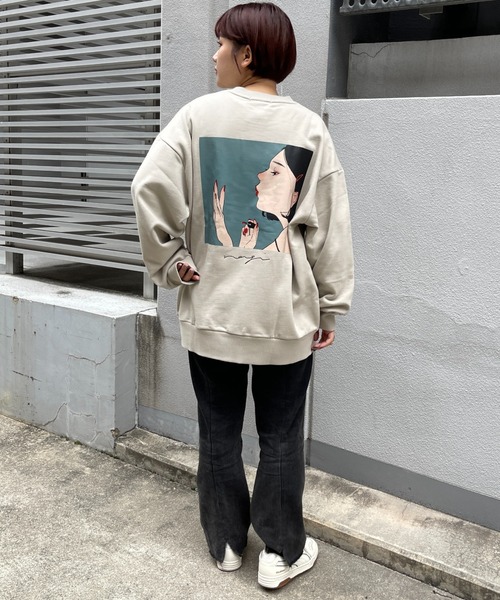 CPCM（シーピーシーエム）の「イラストレーターコラボ/裏毛スウェット（スウェット・メンズ・チャコールグレー/ベージュ/グリーン・MEDIUM/LARGE）」の6枚目の写真