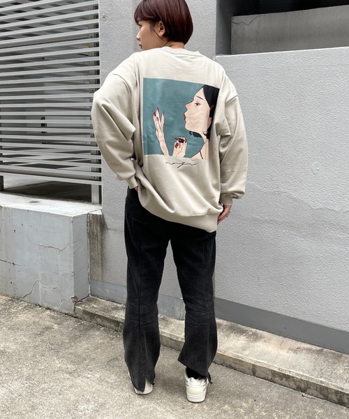 CPCM（シーピーシーエム）の「イラストレーターコラボ/裏毛スウェット（スウェット・メンズ・チャコールグレー/ベージュ/グリーン・MEDIUM/LARGE）」の7枚目の写真