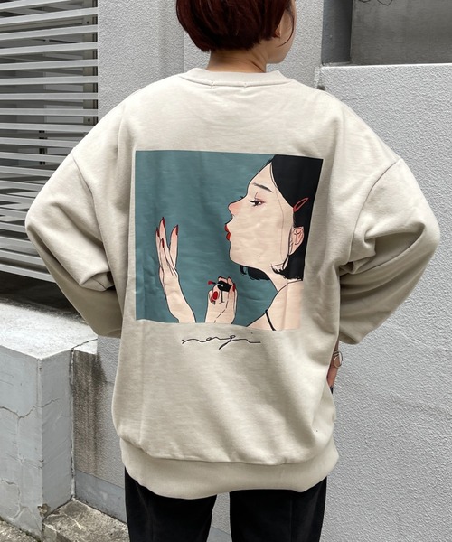 CPCM（シーピーシーエム）の「イラストレーターコラボ/裏毛スウェット（スウェット・メンズ・チャコールグレー/ベージュ/グリーン・MEDIUM/LARGE）」の9枚目の写真