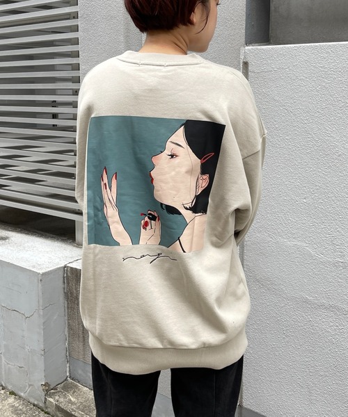 CPCM（シーピーシーエム）の「イラストレーターコラボ/裏毛スウェット（スウェット・メンズ・チャコールグレー/ベージュ/グリーン・MEDIUM/LARGE）」の10枚目の写真