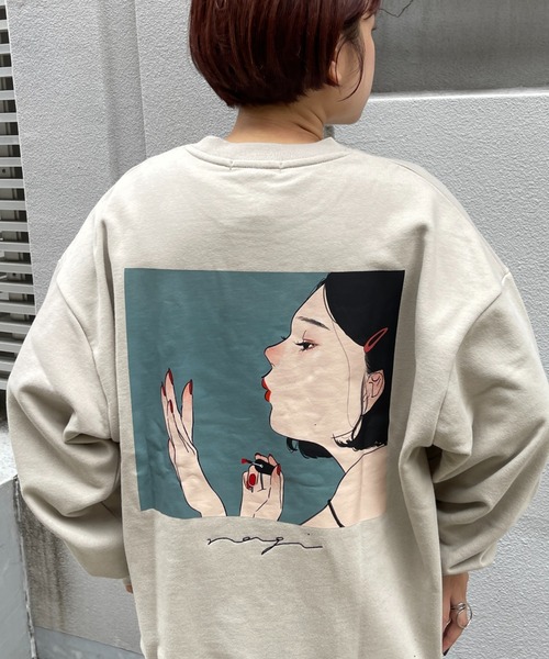 CPCM（シーピーシーエム）の「イラストレーターコラボ/裏毛スウェット（スウェット・メンズ・チャコールグレー/ベージュ/グリーン・MEDIUM/LARGE）」の16枚目の写真