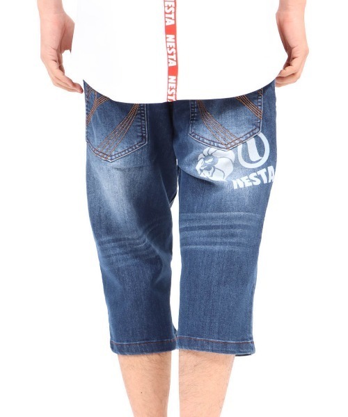 NESTA BRAND(ネスタブランド)の「ストレッチエンボス7分丈デニムショーツ(デニムパンツ・メンズ・インディゴブルー/ブルー系その他・M/L/XL/XXL)」の3枚目の写真