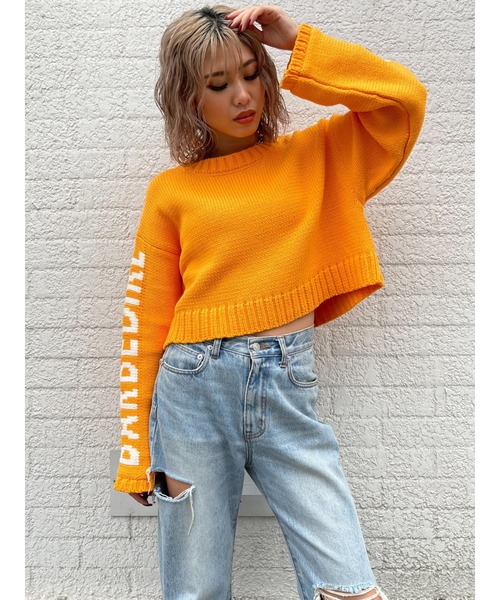 EGOIST(エゴイスト)の「スリーブメッセージニットトップス(ニット/セーター・レディース・ホワイト/ブラック/オレンジ・FREE)」の13枚目の写真