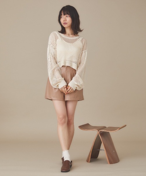 moi tytto（モイテュット）の「フェイクレザーショートパンツ（その他パンツ・レディース・ベージュ/モカ・FREE）」の6枚目の写真