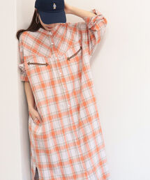 fredy emue | チェック／デニムウエスタンシャツワンピース(シャツワンピース)