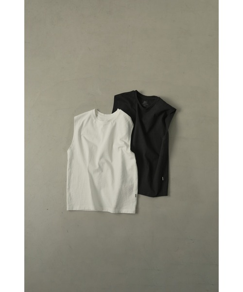 LA PEAU DE GEM(ラポドゥジェム)の「【LA PEAU DE GEM】6.5oz ノースリーブパックtee(タンクトップ・レディース・ホワイト/ブラック・S/M)」の1枚目の写真