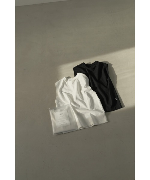 LA PEAU DE GEM(ラポドゥジェム)の「【LA PEAU DE GEM】6.5oz ノースリーブパックtee(タンクトップ・レディース・ホワイト/ブラック・S/M)」の5枚目の写真