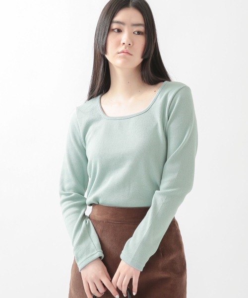 ALAND（エーランド）の「3.3Field Trip／スクエアネックリブ長袖プルオーバー  2271118（Tシャツ/カットソー・レディース・ブラック/ライトグリーン/アイボリー/ライトピンク・FREE）」の3枚目の写真