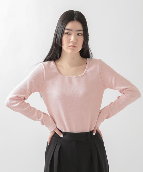 ALAND（エーランド）の「3.3Field Trip／スクエアネックリブ長袖プルオーバー  2271118（Tシャツ/カットソー・レディース・ブラック/ライトグリーン/アイボリー/ライトピンク・FREE）」の9枚目の写真