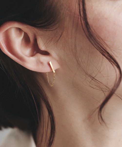 9ban(キューバン)の「【9ban】キューバン/Square pierce(ピアス(両耳用)・レディース・ゴールド・FREE)」の1枚目の写真