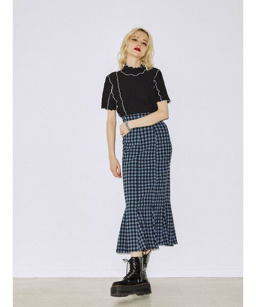 jouetie（ジュエティ）の「ハーフスリーブハイネックメロートップス【しぼしぼ】（Tシャツ/カットソー・レディース・オフホワイト/ブラック/ブルー/グリーン・MEDIUM）」の11枚目の写真