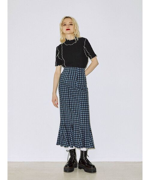 jouetie（ジュエティ）の「ハーフスリーブハイネックメロートップス【しぼしぼ】（Tシャツ/カットソー・レディース・オフホワイト/ブラック/ブルー/グリーン・MEDIUM）」の12枚目の写真