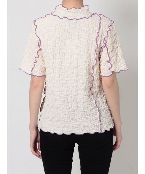 jouetie（ジュエティ）の「ハーフスリーブハイネックメロートップス【しぼしぼ】（Tシャツ/カットソー・レディース・オフホワイト/ブラック/ブルー/グリーン・MEDIUM）」の15枚目の写真