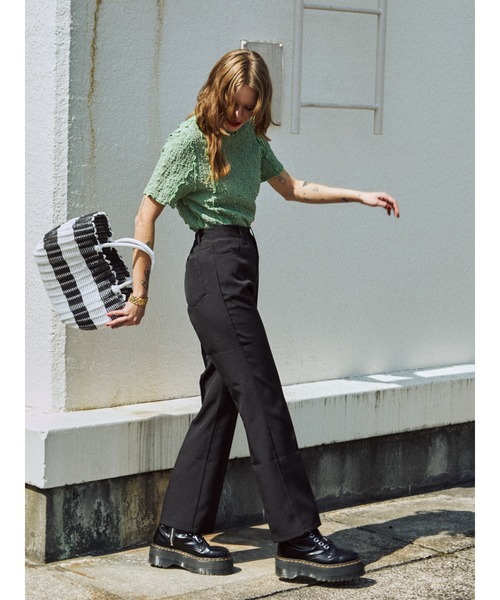 jouetie（ジュエティ）の「ハーフスリーブハイネックメロートップス【しぼしぼ】（Tシャツ/カットソー・レディース・オフホワイト/ブラック/ブルー/グリーン・MEDIUM）」の6枚目の写真