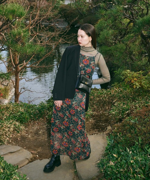 TINA：JOJUN（ティーナジョジュン）の「「麗」 花柄キャミワンピ―ス TINA：JOJUN（ワンピース・レディース・ダークグリーン・S/M）」の3枚目の写真