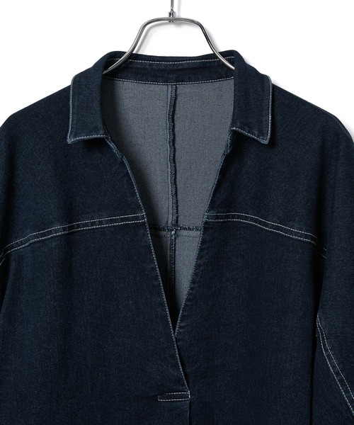 ADAM ET ROPE'(アダムエロペ)の「【アウトレット店舗・WEB限定】ロングデニムワンピース(ワンピース・レディース・ブラック/ネイビー・FREE)」の9枚目の写真