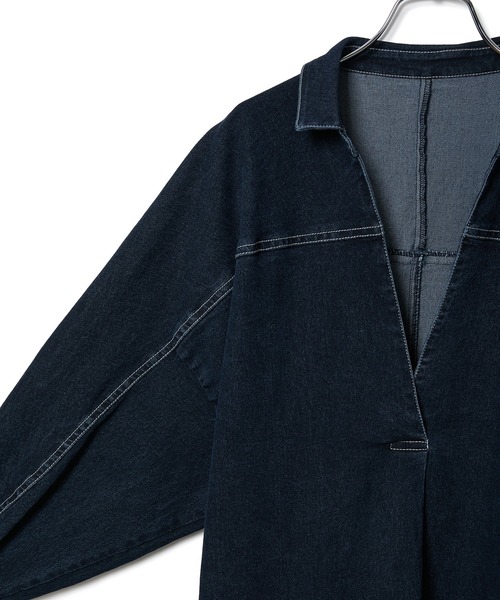 ADAM ET ROPE'(アダムエロペ)の「【アウトレット店舗・WEB限定】ロングデニムワンピース(ワンピース・レディース・ブラック/ネイビー・FREE)」の10枚目の写真