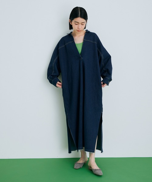 ADAM ET ROPE'(アダムエロペ)の「【アウトレット店舗・WEB限定】ロングデニムワンピース(ワンピース・レディース・ブラック/ネイビー・FREE)」の17枚目の写真