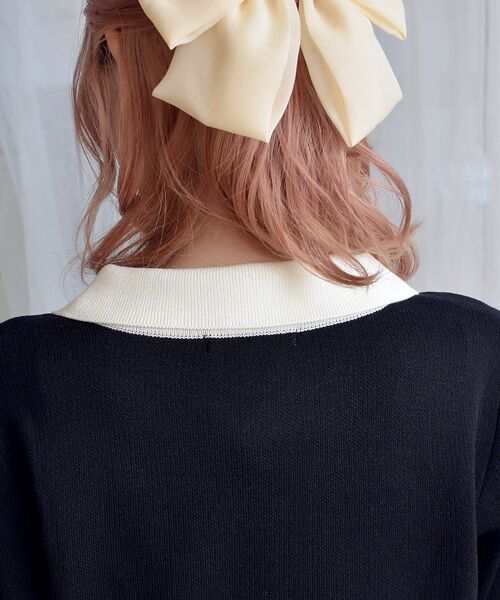 ems excite（エムズエキサイト）の「襟付配色NTカーデ（カーディガン/ボレロ・レディース・ブラック/オフホワイト/ブルー・FREE）」の12枚目の写真