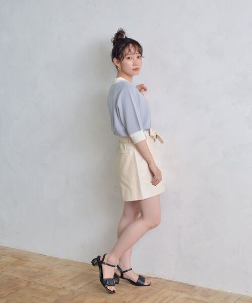 ems excite（エムズエキサイト）の「襟付配色NTカーデ（カーディガン/ボレロ・レディース・ブラック/オフホワイト/ブルー・FREE）」の14枚目の写真