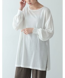 涼感リネンタッチボリュームスリーブシアーニットチュニック