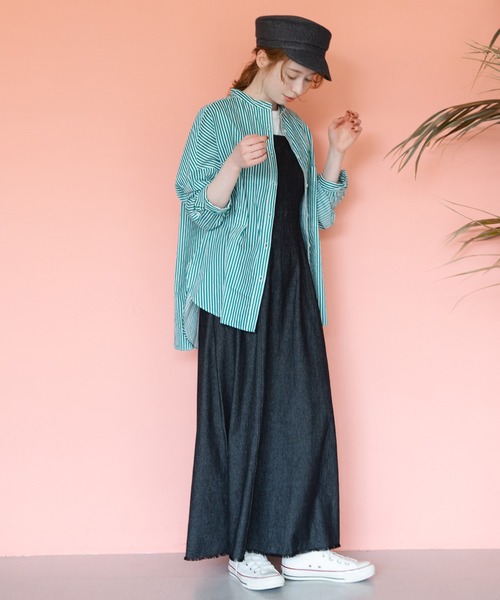 Crisp(クリスプ)の「ストライプオーバーシャツ(シャツ/ブラウス・レディース・ピンク/グリーン・FREE)」の8枚目の写真