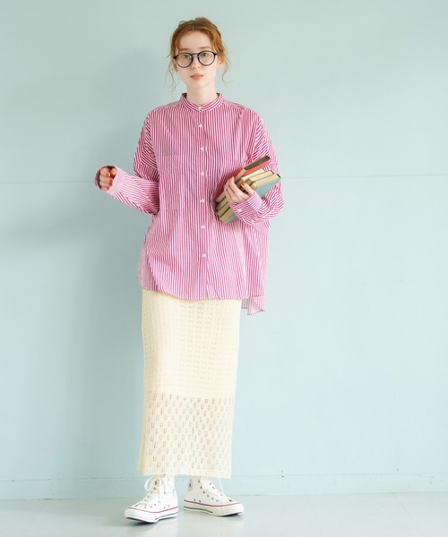 Crisp(クリスプ)の「ストライプオーバーシャツ(シャツ/ブラウス・レディース・ピンク/グリーン・FREE)」の15枚目の写真