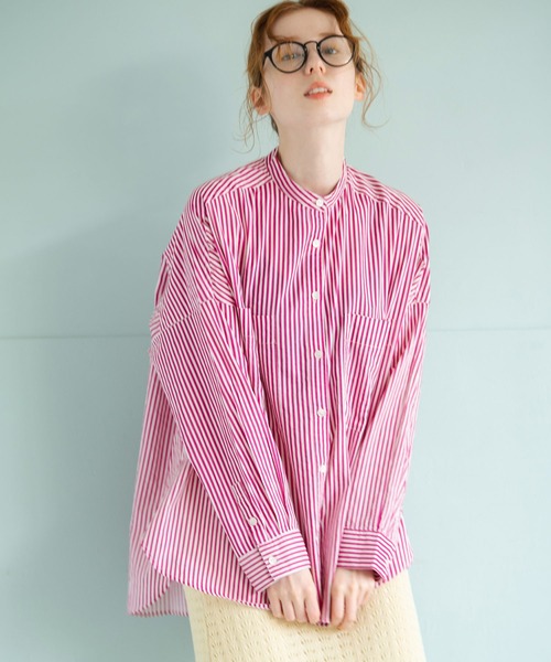 Crisp(クリスプ)の「ストライプオーバーシャツ(シャツ/ブラウス・レディース・ピンク/グリーン・FREE)」の18枚目の写真