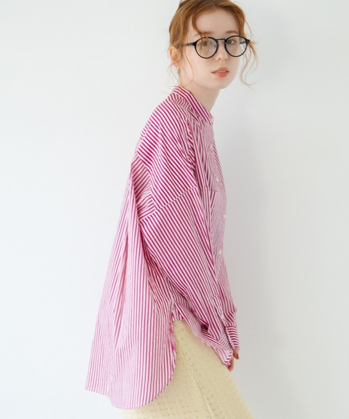 Crisp(クリスプ)の「ストライプオーバーシャツ(シャツ/ブラウス・レディース・ピンク/グリーン・FREE)」の20枚目の写真