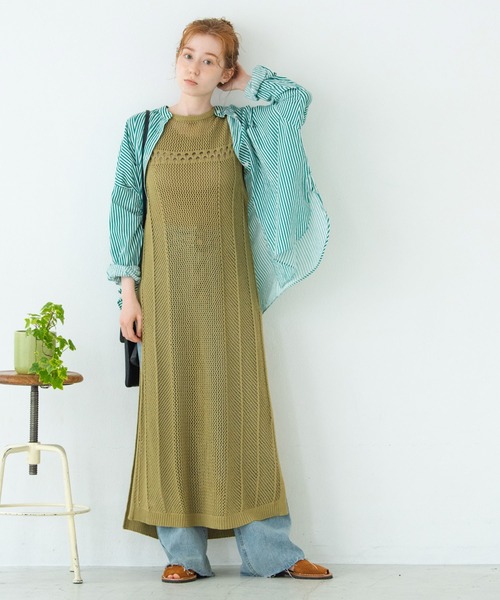 Crisp(クリスプ)の「ストライプオーバーシャツ(シャツ/ブラウス・レディース・ピンク/グリーン・FREE)」の13枚目の写真