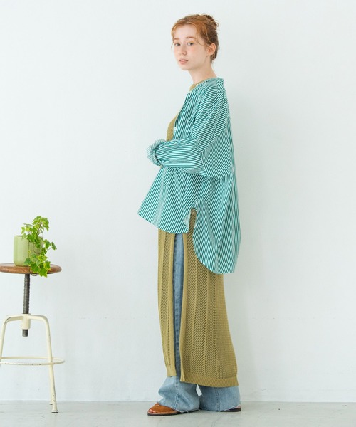 Crisp(クリスプ)の「ストライプオーバーシャツ(シャツ/ブラウス・レディース・ピンク/グリーン・FREE)」の14枚目の写真