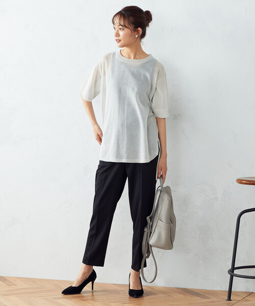 COMME CA ISM（コムサイズム）の「シアー ニットチュニック（ニット/セーター・レディース・ライトグレー/ダークブラウン/オレンジ/モカ・MEDIUM/LARGE）」の11枚目の写真