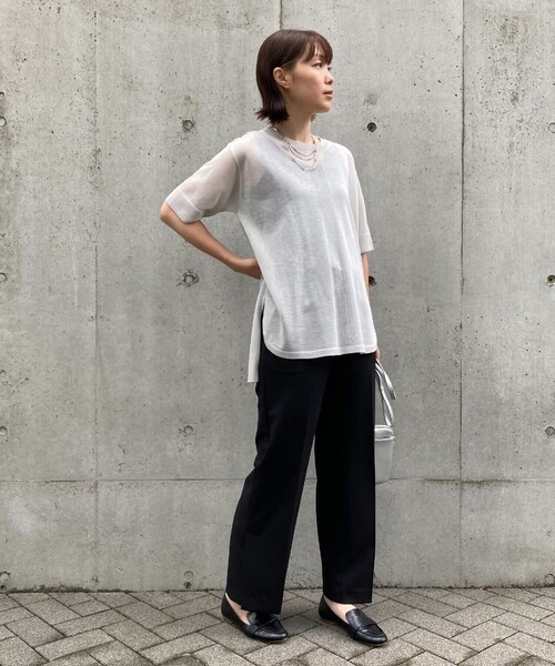 COMME CA ISM（コムサイズム）の「シアー ニットチュニック（ニット/セーター・レディース・ライトグレー/ダークブラウン/オレンジ/モカ・MEDIUM/LARGE）」の17枚目の写真