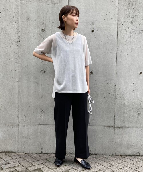 COMME CA ISM（コムサイズム）の「シアー ニットチュニック（ニット/セーター・レディース・ライトグレー/ダークブラウン/オレンジ/モカ・MEDIUM/LARGE）」の5枚目の写真