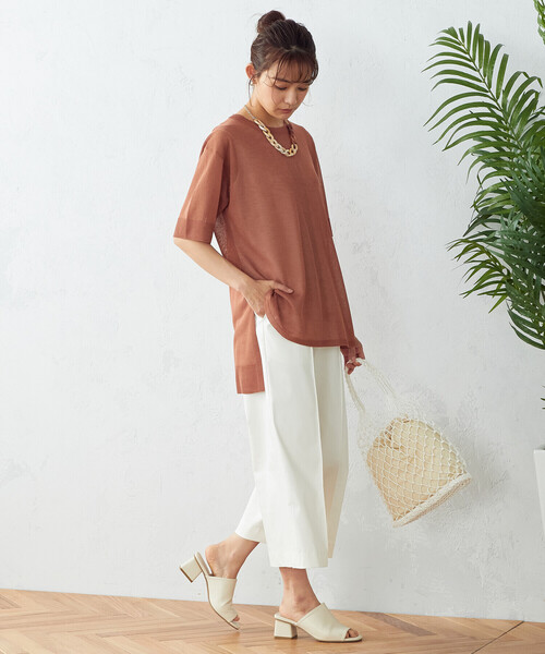 COMME CA ISM（コムサイズム）の「シアー ニットチュニック（ニット/セーター・レディース・ライトグレー/ダークブラウン/オレンジ/モカ・MEDIUM/LARGE）」の14枚目の写真