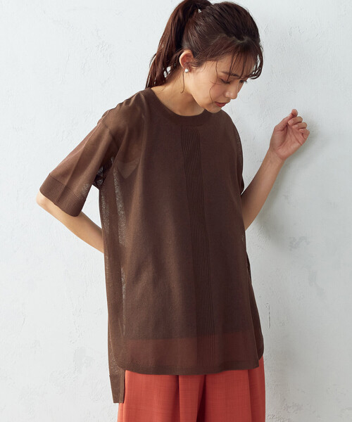 COMME CA ISM（コムサイズム）の「シアー ニットチュニック（ニット/セーター・レディース・ライトグレー/ダークブラウン/オレンジ/モカ・MEDIUM/LARGE）」の18枚目の写真