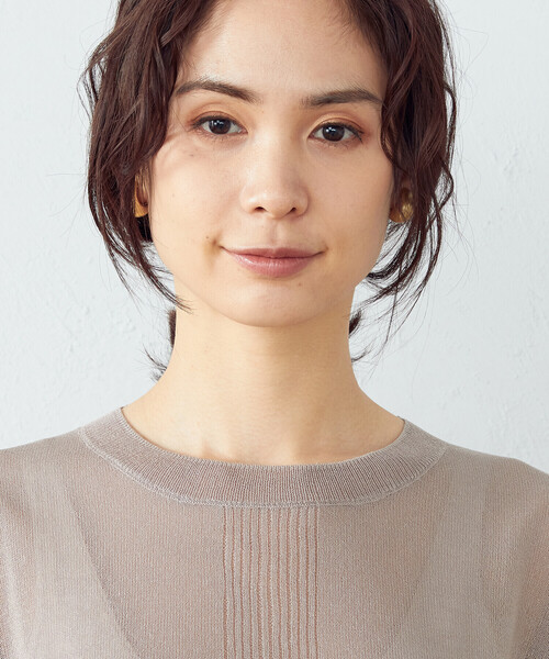 COMME CA ISM（コムサイズム）の「シアー ニットチュニック（ニット/セーター・レディース・ライトグレー/ダークブラウン/オレンジ/モカ・MEDIUM/LARGE）」の7枚目の写真