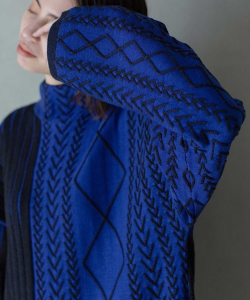 MARECHAL TERRE（マルシャルテル）の「ケーブルニット（ニット/セーター・レディース・パープル/ブルー/ライトグレー/グリーン・MEDIUM）」の3枚目の写真