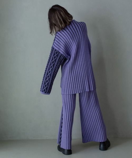 MARECHAL TERRE（マルシャルテル）の「ケーブルニット（ニット/セーター・レディース・パープル/ブルー/ライトグレー/グリーン・MEDIUM）」の8枚目の写真