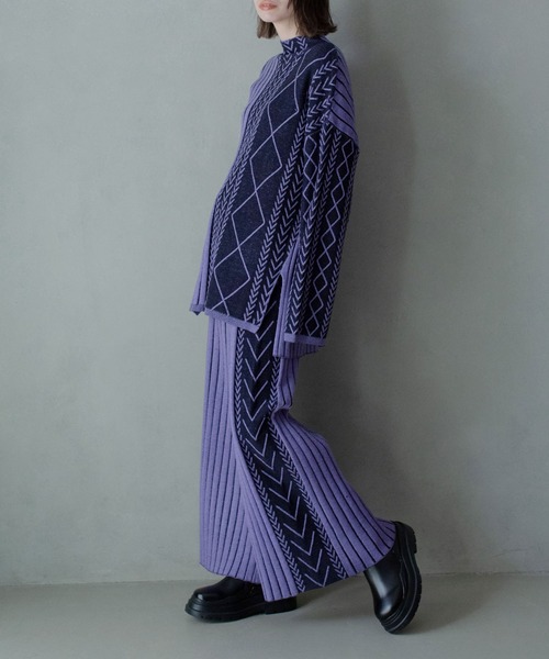 MARECHAL TERRE（マルシャルテル）の「ケーブルニット（ニット/セーター・レディース・パープル/ブルー/ライトグレー/グリーン・MEDIUM）」の10枚目の写真